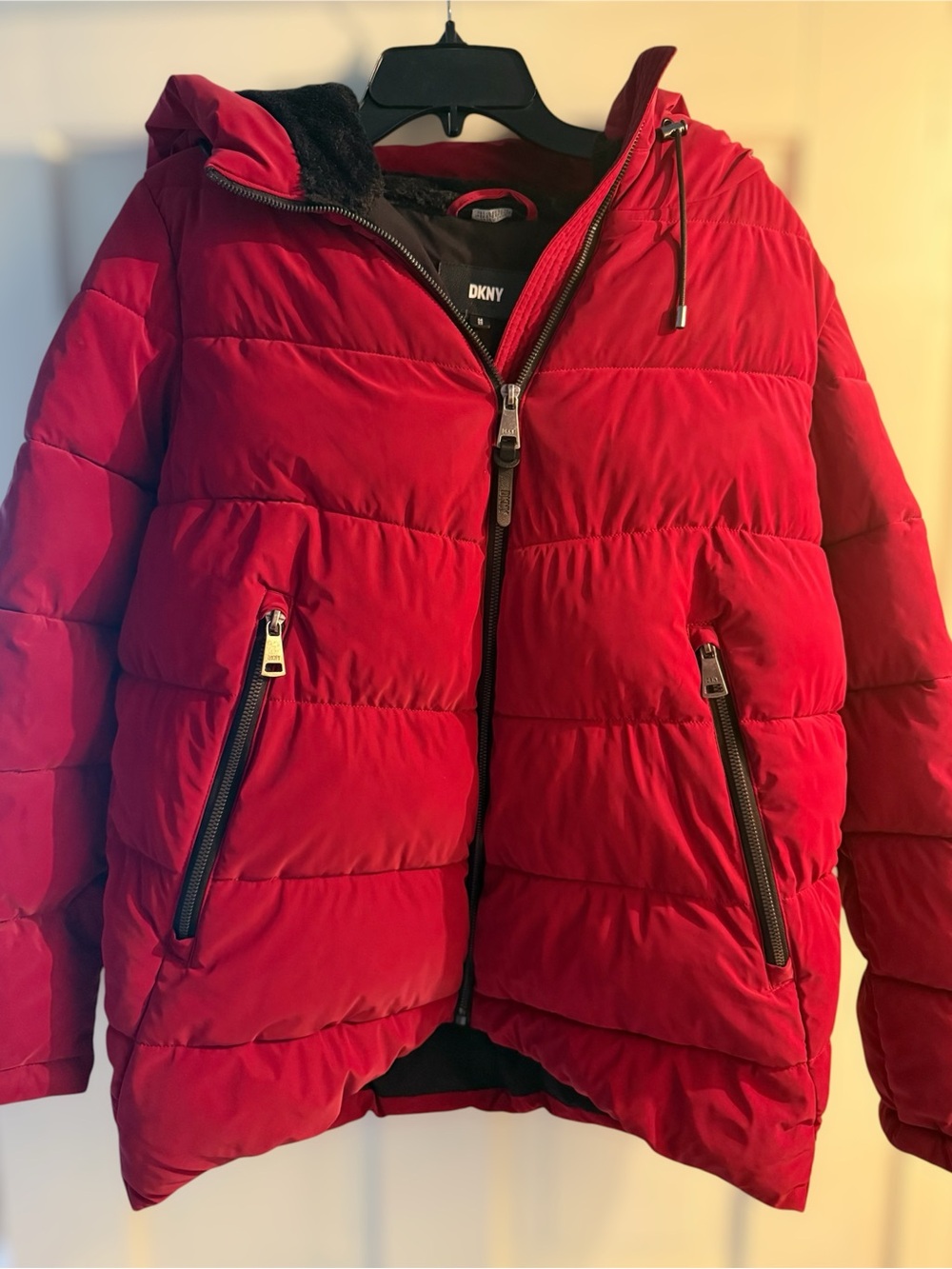 DKNY Puffer Coat - Red - Medium